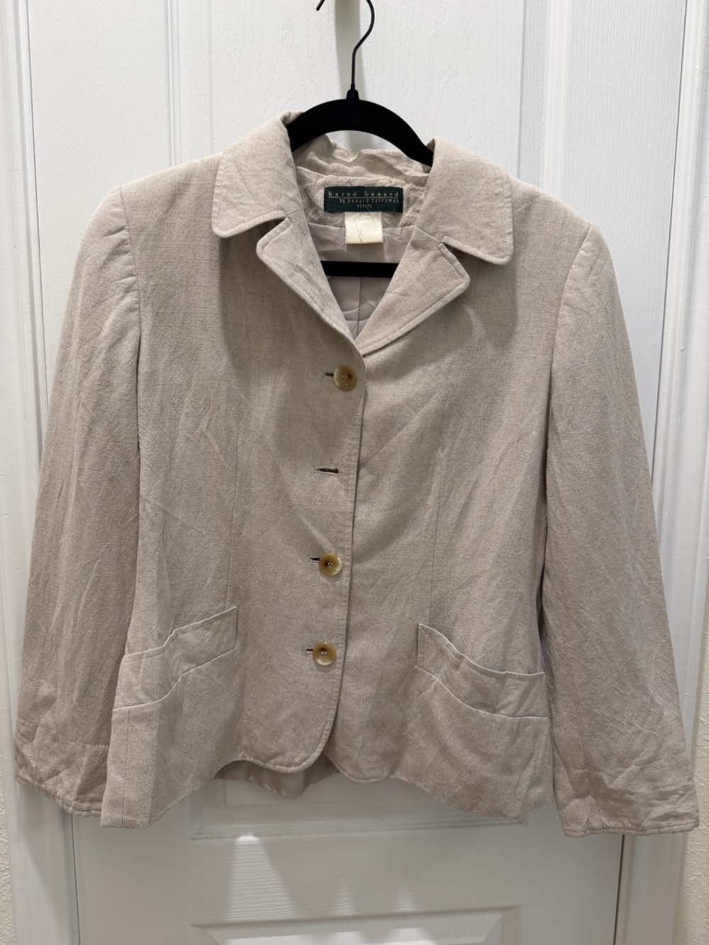 Harve Benard Light Beige Single-Breasted Button Blazer